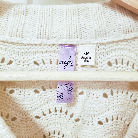 Francesca's Cream Paxton Pointelle Sweater - Picture 4 of 6